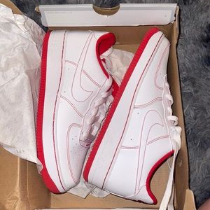 Red and white Nike Air Force 1